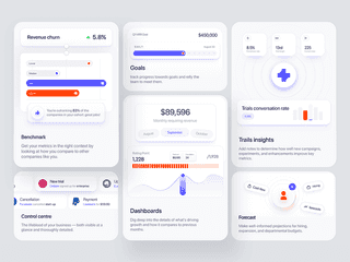 Bento card-UI for subscription analytics software website design