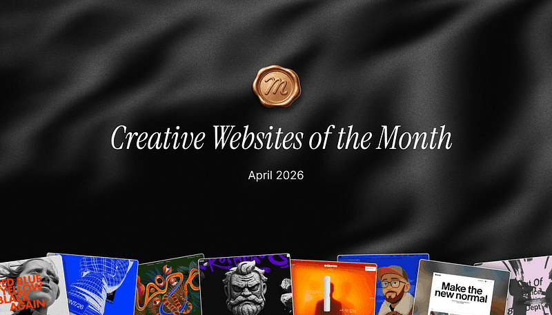 Creative Websites of the Month April 2026 cover image with elegant typography and a row of featured website thumbnails