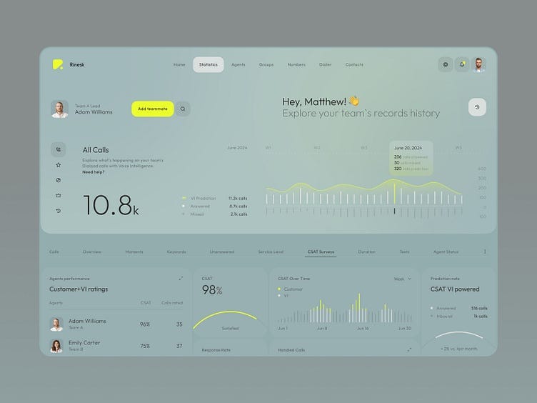 Rinesk — Call centre Dashboard Concept