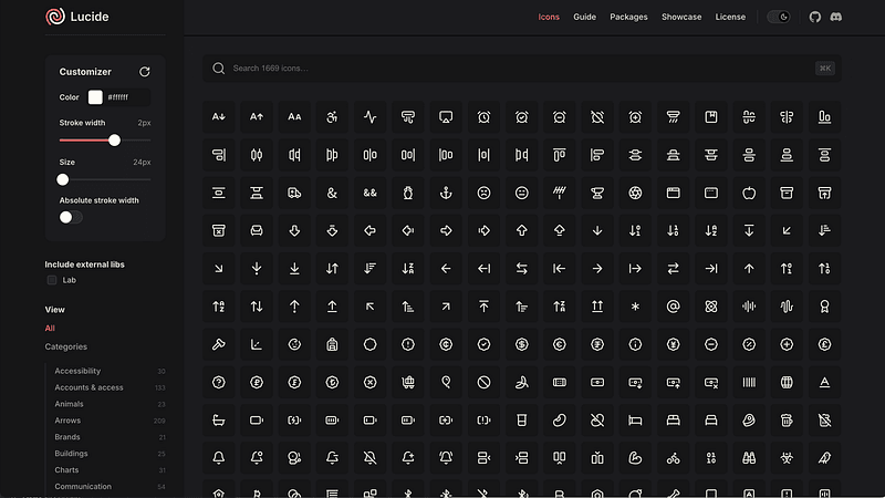 The maintained fork of Feather Icons, now with 1,500+ icons. Best for clean, modern interfaces.