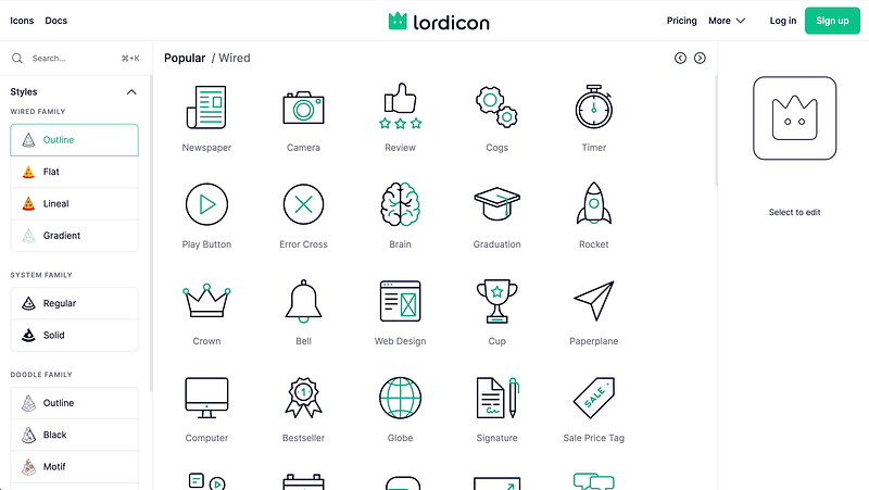 2,000+ animated icons with configurable triggers and colors. Best for micro-interactions and onboarding flows.