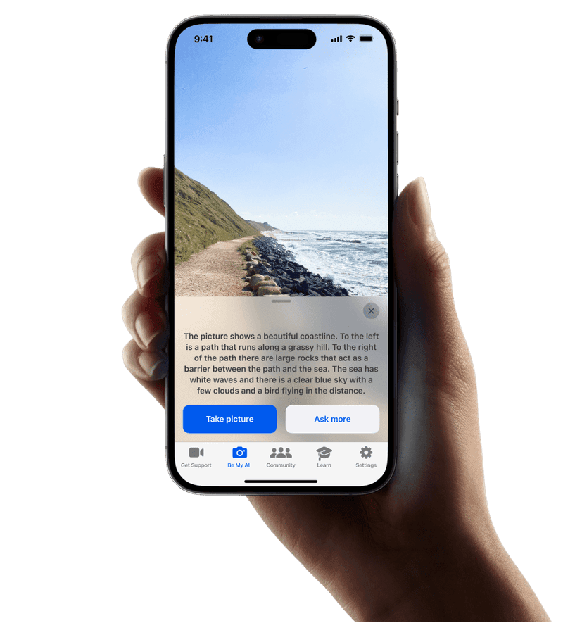 Be My Eyes app describing the scene to the user