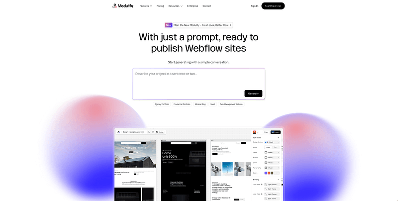 Modulify — Fastest AI Website Builder for Webflow