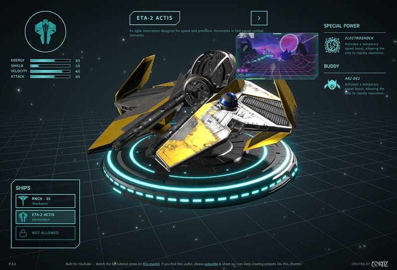 Ship Selection Page | AI → Blender → Three.js