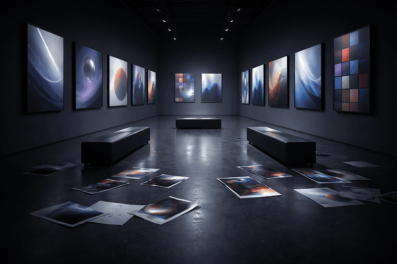 Minimal abstract image showing a polished, gallery-like presentation that appears visually impressive but lacks functional context.
