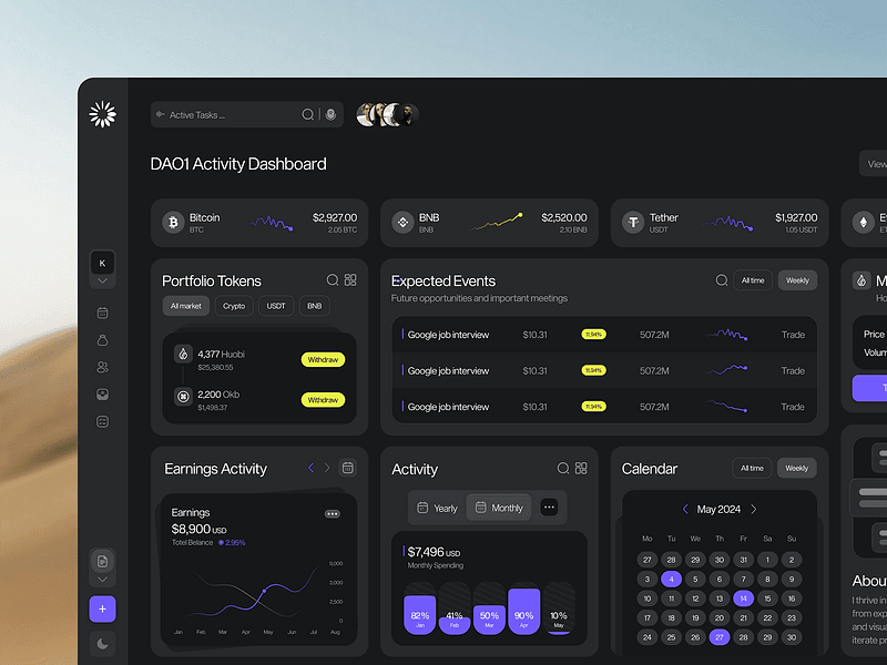 Dao1 — Crypto Dashboard by Sam Halpert for Awsmd