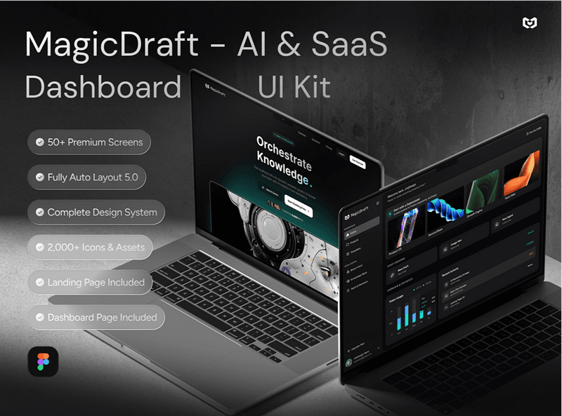 Premium Dark Mode Dashboard for AI & SaaS. Includes 50+ Screens & Landing Page.
